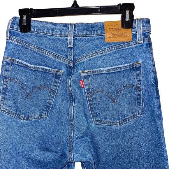 Levis Womens Jeans Size 28 Blue Ribcage Straight Leg Denim Pockets - Picture 3 of 12
